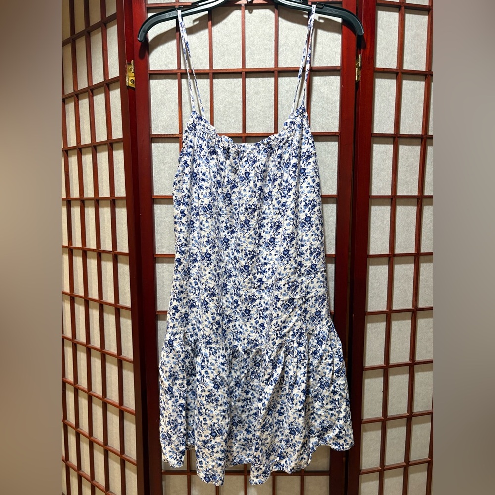 H&M White and Blue Floral Mini Sundress
